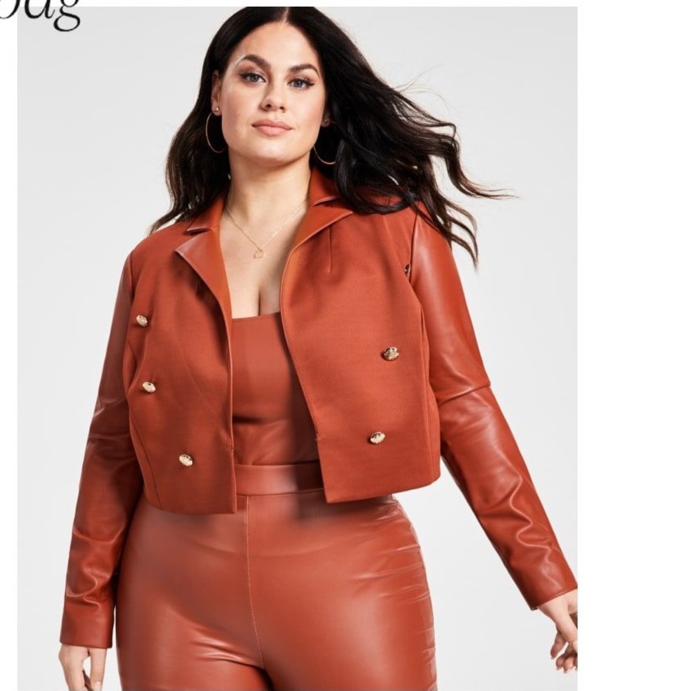 Pleather Set with bodysuit, leggings and jacket - Picture 4 of 10
